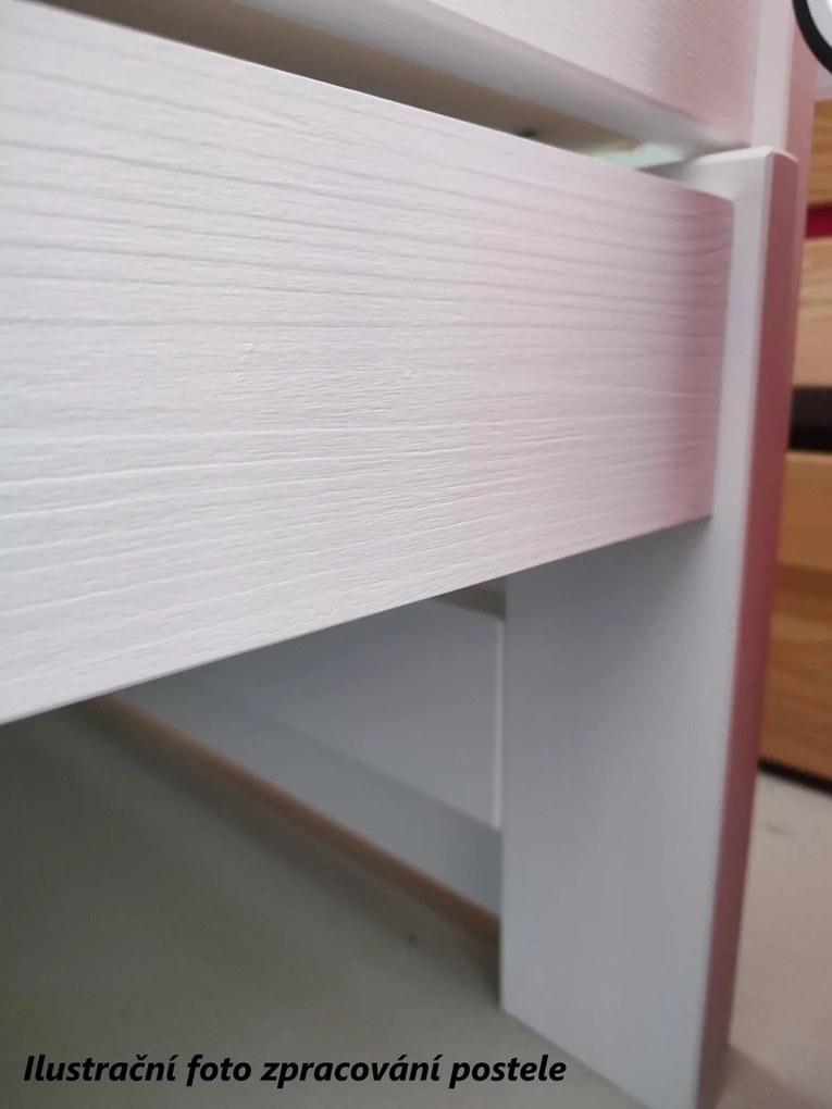Detská posteľ z masívu borovice SABINA s prístelkou a šuplíky - 200x90 cm - BIELA