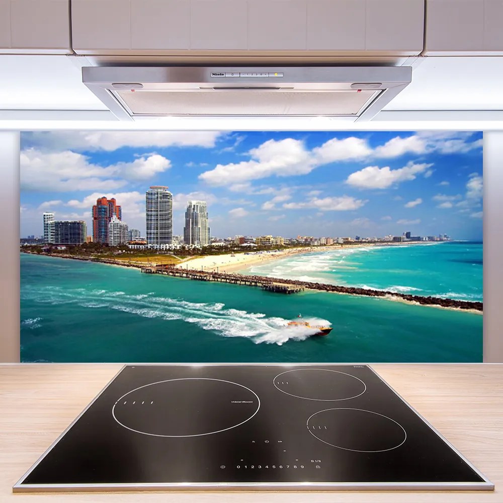 Nástenný panel  More pláž mesto krajina 125x50 cm