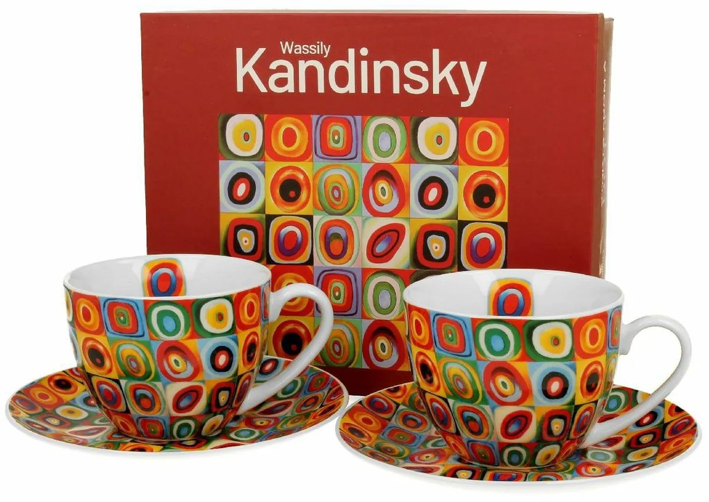 Porcelánová šálka s podšálkou Kandinskij Squares 270 ml sada 2ks