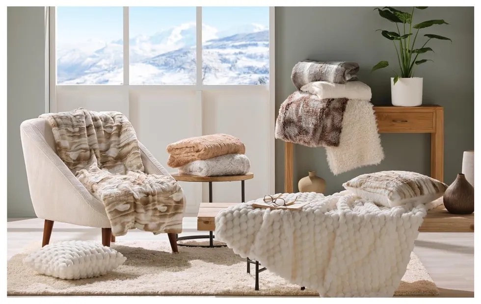 Krémová deka z mikroplyšu 180x220 cm Frosty – douceur d'intérieur