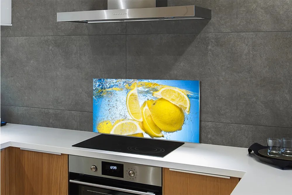 Sklenený obklad do kuchyne Lemon vo vode 140x70 cm