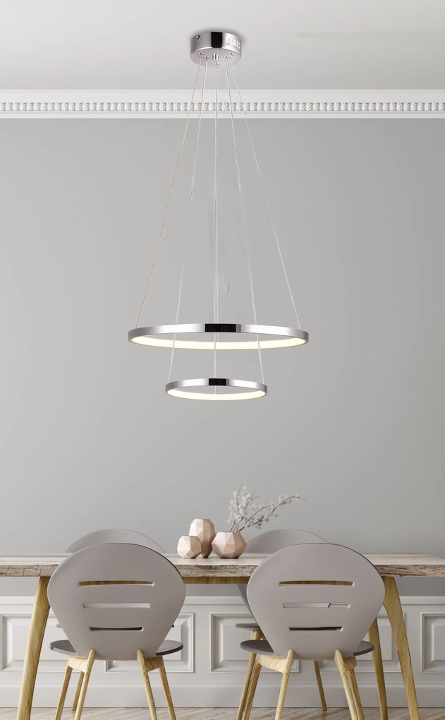 Candellux Chrómové závesné LED svietidlo Lune okrúhly 50cm 40W 32-64769