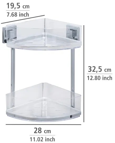 WENKO 22690100-Rohová polica VACUUM-LOC QUADRO ED 28x32,5 cm strieborná/lesklý chróm