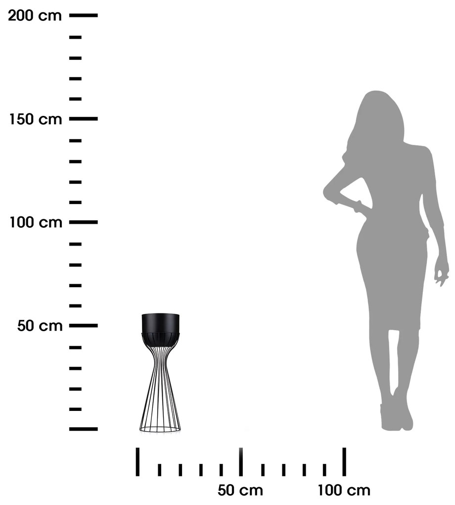 KOVOVÝ KVETINÁČ SO STOJANOM GLAM 56X20 CM ČIERNA