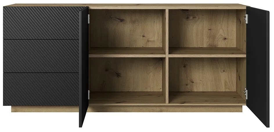 Komoda Asha 167 cm na sokli - artisan / čierny mat