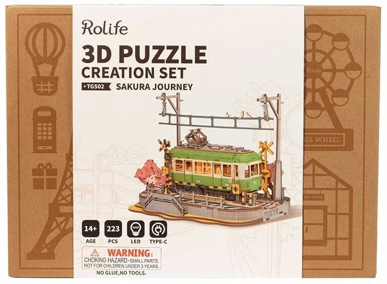 RoboTime 3D drevená skladačka so sakurou