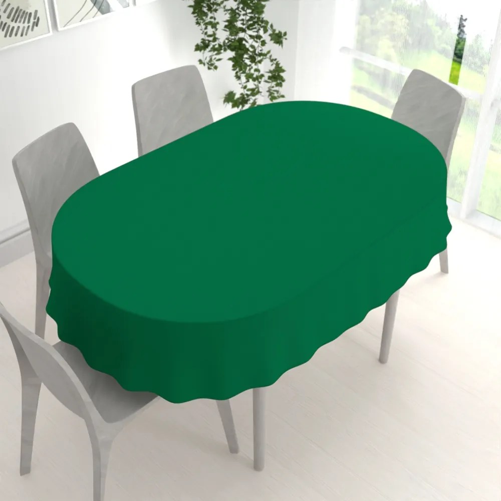 Biante Dekoračný oválny obrus Rongo RG-056 Zelený 120x140 cm