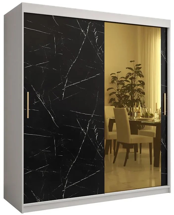Skriňa Platinum T2 180 biely mramor/čierna