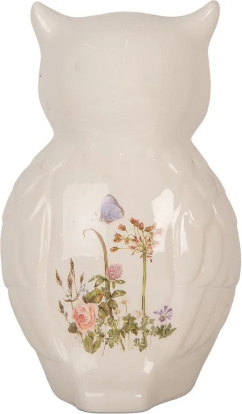 Keramická dekorácia sova s lúčnymi kvetmi Flowers of Love - 14*13*22 cm