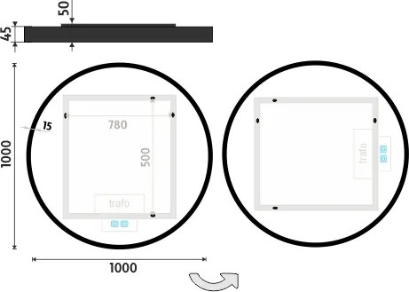 Nimco ČIERNE LED zrkadlo priem. 1000 s dvoma dotykovými senzormi - ZPC 31004RVX-90