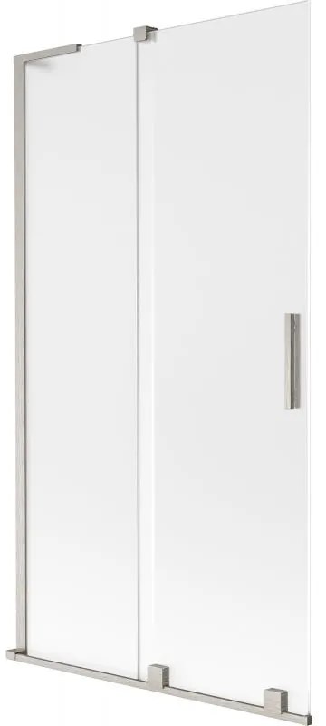 Mexen Velar L, 2-krídlová posuvná vaňová zástena 100 x 150 cm, 8mm sklo námraza, brúsená oceľ, 896-100-003-31-97