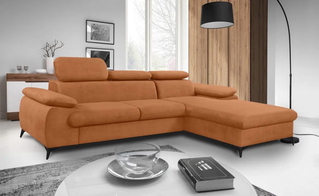 Rohová sedacia súprava Scala, hrdzavá látka, pravý roh