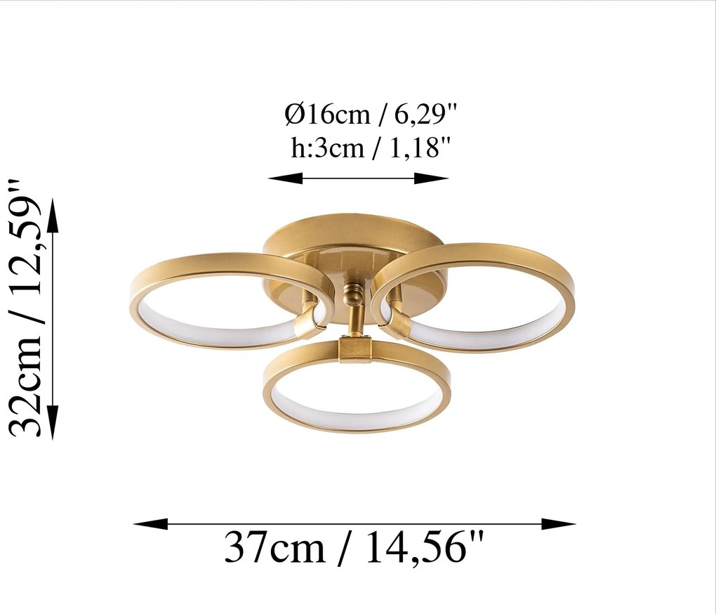 Stropné LED svietidlo Halka zlaté