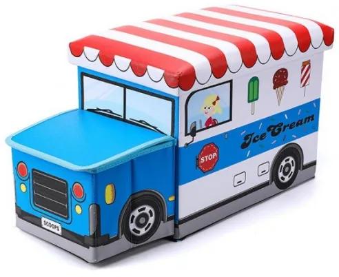 Detská taburetka modrá, zmrzlinárske auto