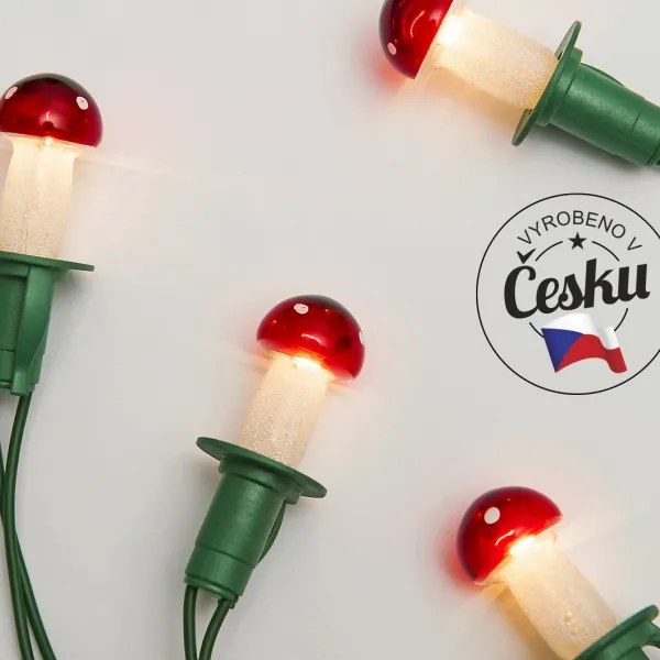 Vianočná reťaz TOADSTOOL 12xE10/10,7m červená