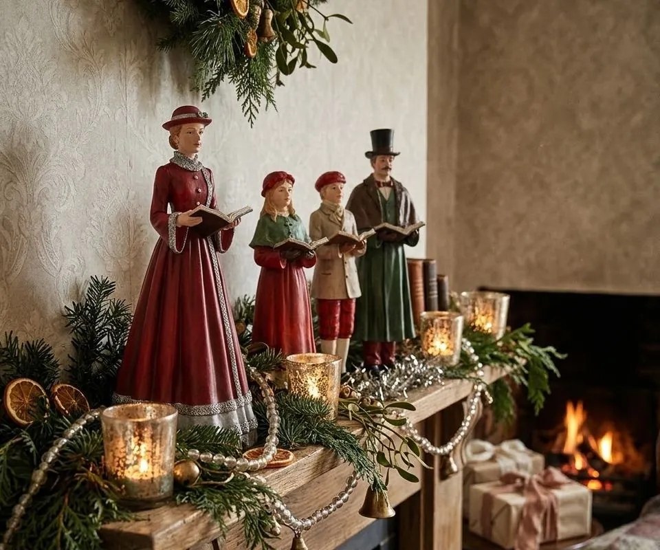 Sada 4ks vianočné dekorácie figúrka vianočný zbor Nativity Choir - 13*12*40 cm