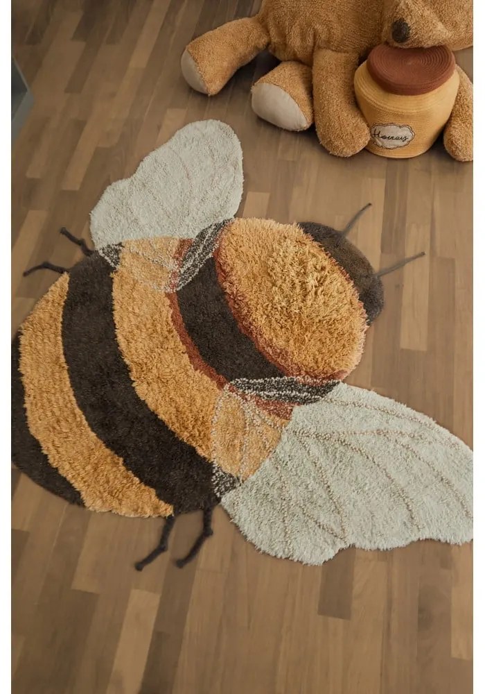 Žltý prateľný ručne tkaný bavlnený detský koberec 115x150 cm Bee – Lorena Canals