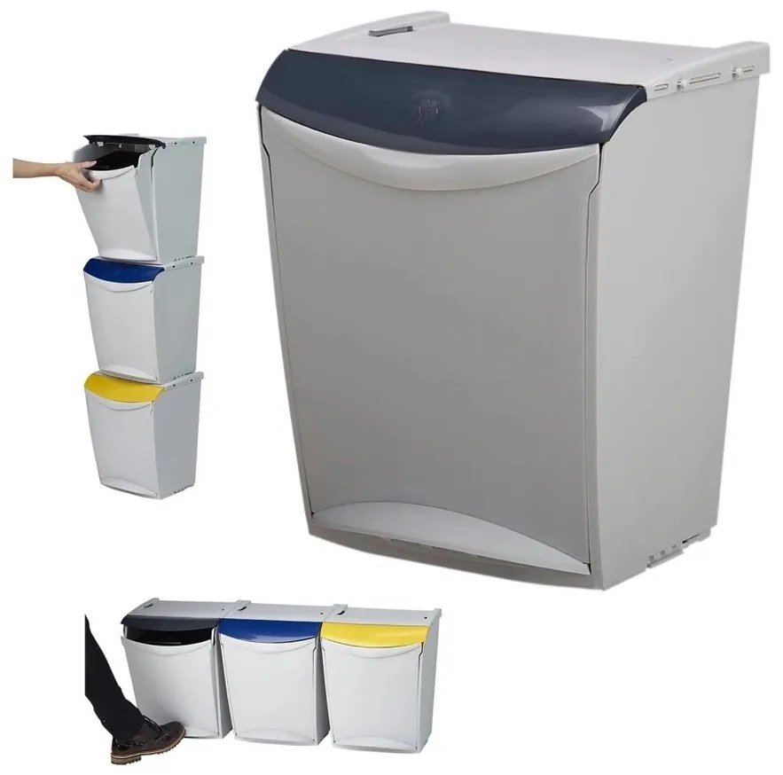 Denox Ekosystem odpadkový kôš na triedený odpad 25 l, sivý - zmes