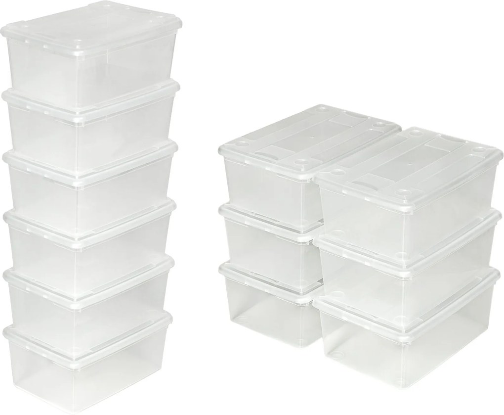 tectake 402005 úložné boxy plastovej krabice súprava 12 dielna - průhledná