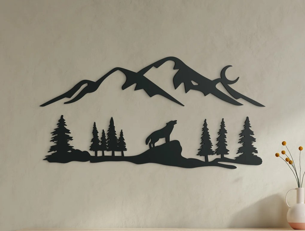 drevko 3D nálepka Vlk - Volanie divočiny Rozmer obrazu: 22 x 44,5 cm, Farba dekorácie: Čierna
