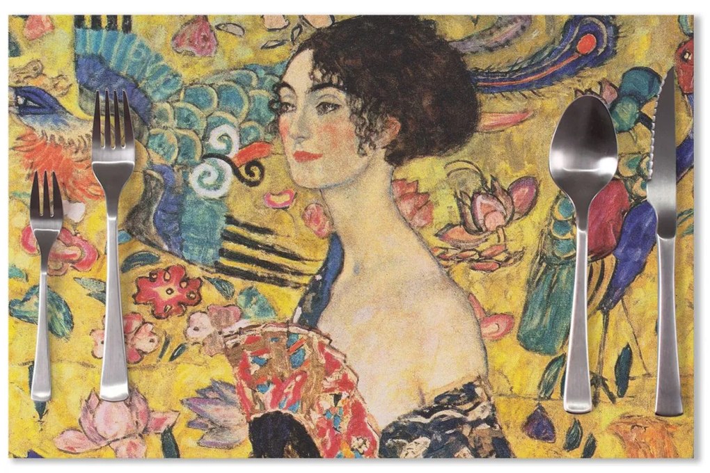 Sablio Prestieranie Dáma s vejárom - Gustav Klimt: 40x30cm