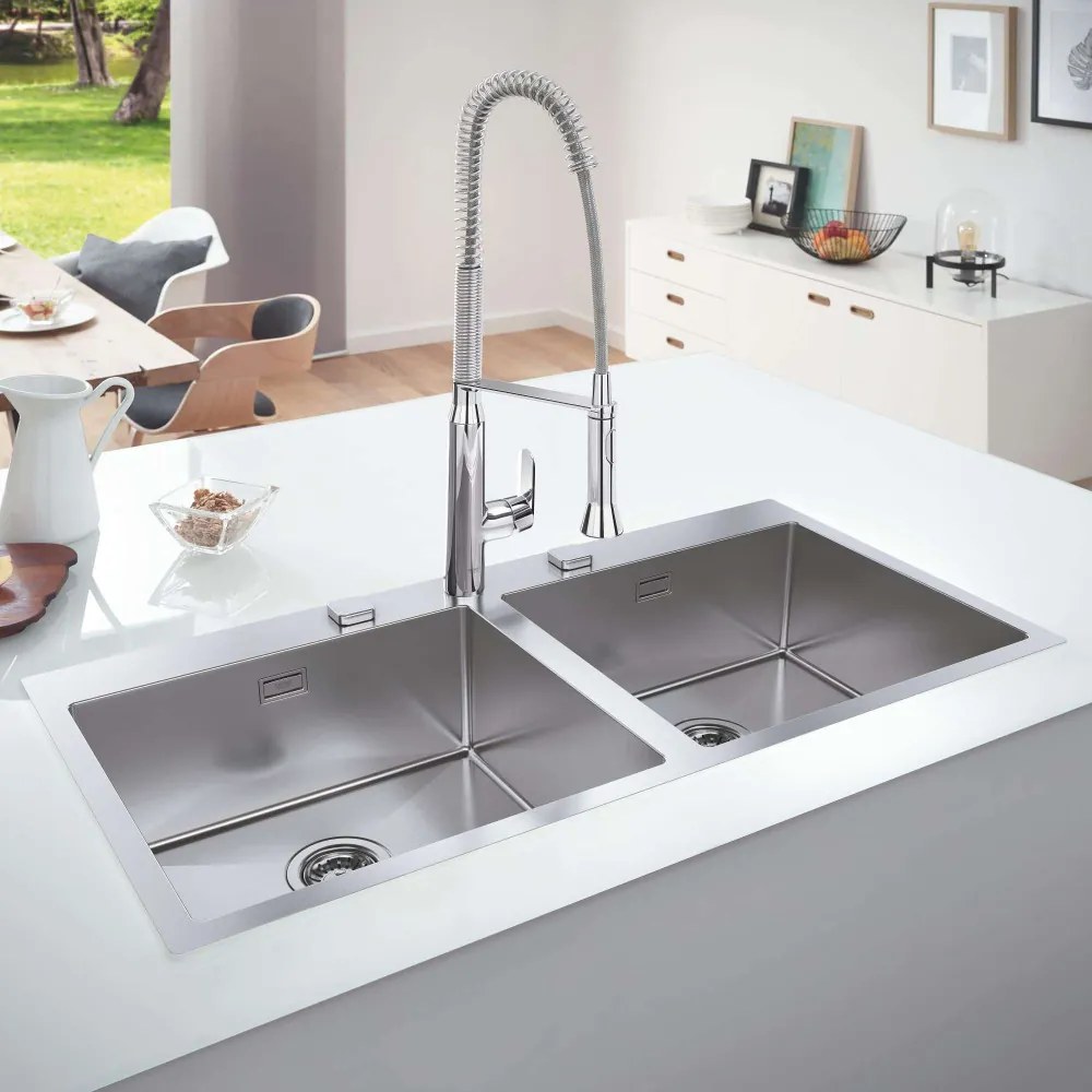 GROHE K800 nerezový dvojdrez, horná montáž/do roviny, 1024 x 510 mm, kartáčovaná nerezová oceľ, 31585SD1