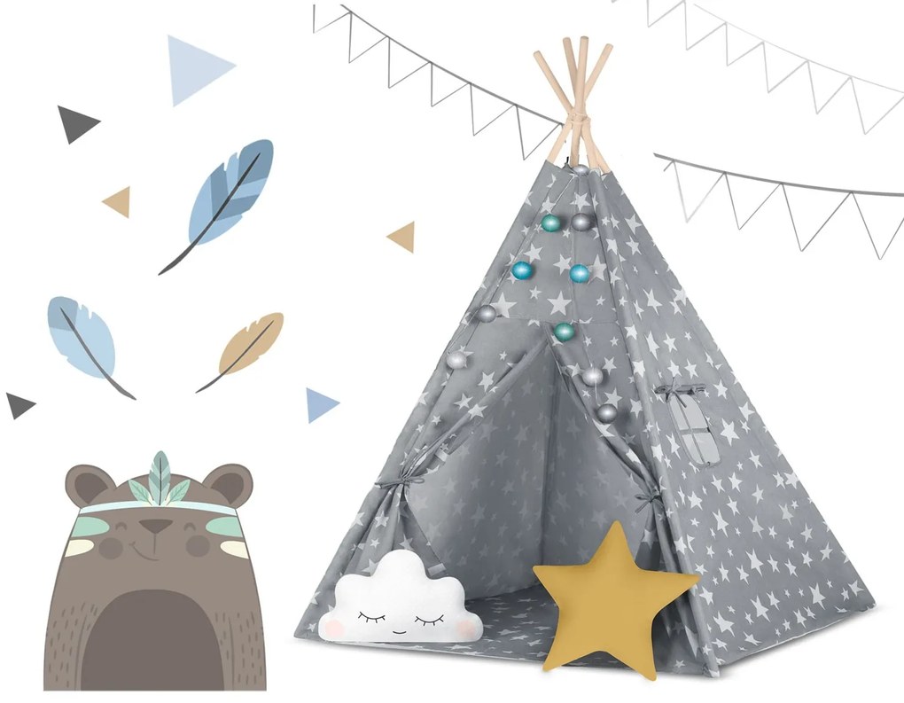 Detské típí so svetielkami Nukido 740120 - sivé