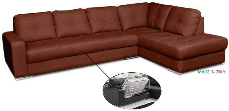 Kožená sedacia súprava s rozkladom na každodenné spanie ALEXIE – rohová, pravá, tehlová (terracotta 331)