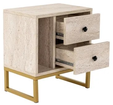 Nočný stolík GLIMMER 50x45,2 cm béžová/zlatá