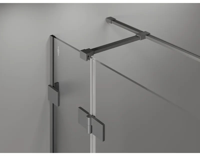 Mexen Lunar T, sklápací sprchový kút ľavý 115 x 110 cm, 8mm číre sklo, grafitový profil, 834T-115-110-95-00-L