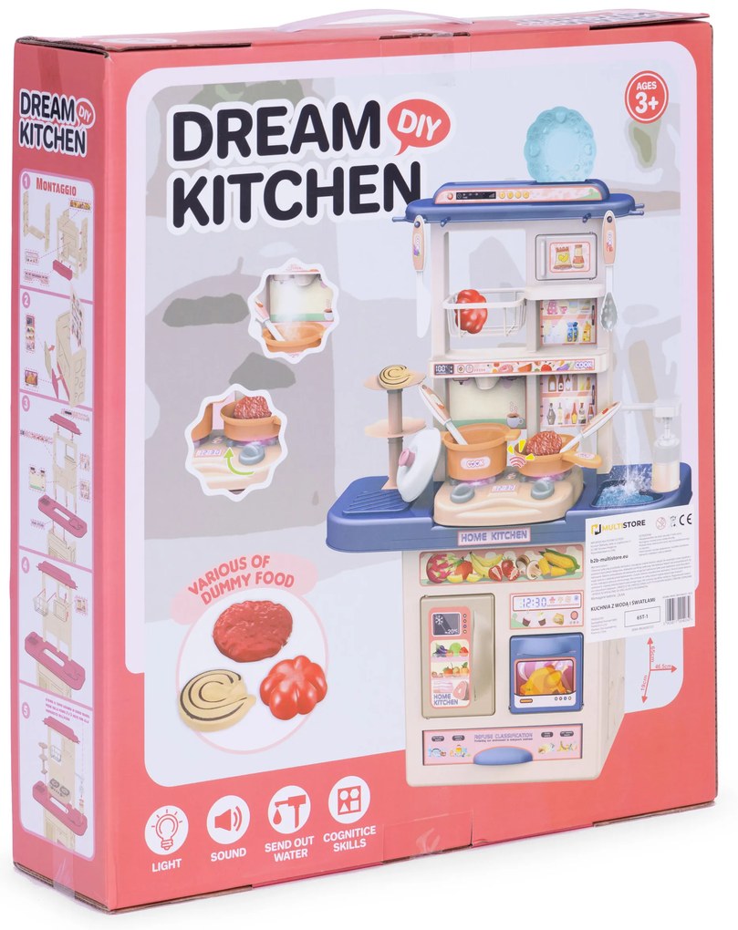 Detská kuchynka s umývadlom, LED, zvukmi a 10 doplnkami