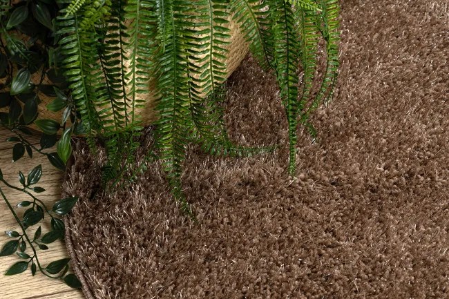 Kúpeľňový koberček SYNERGY glamour / lurex, hnedý kruh