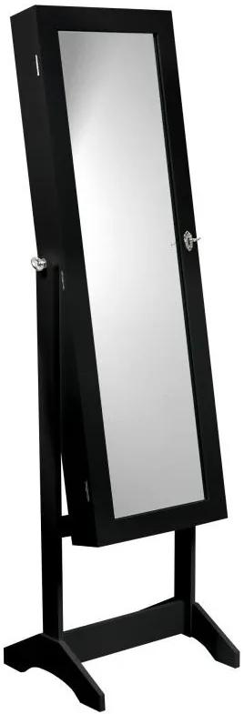 Šperkovnica čiernej farby so zrkadlom 41,5 x 36,5 x 147 cm