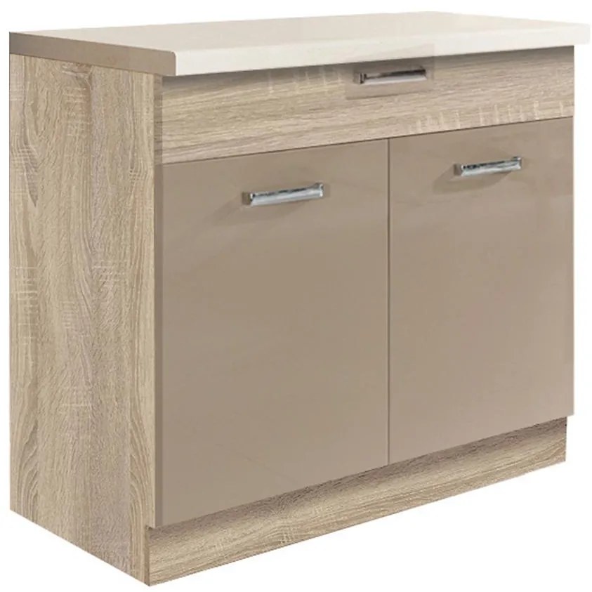 Kuchynská skrinka Premio 7D sonoma/cappuccino lesk