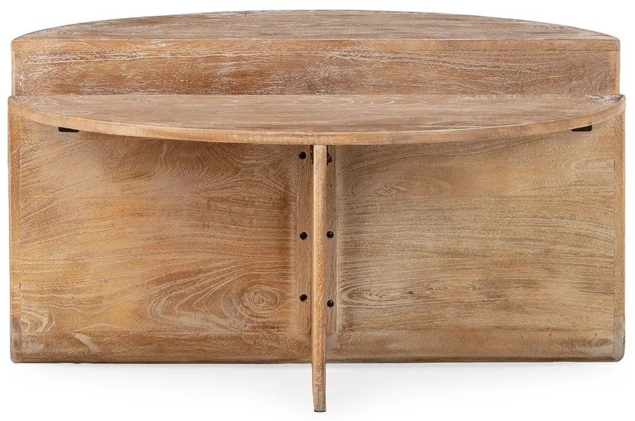 Tmavo prírodný okrúhly konferenčný stolík z mangového dreva ø 80 cm Divya – MOME