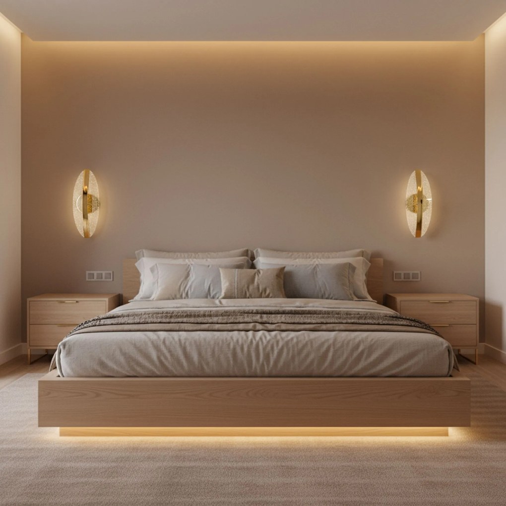 Toolight Toolight, LED nástenné svietidlo 8W, 4000K, 1000lm, G130-W, zlatá, OSW-02604