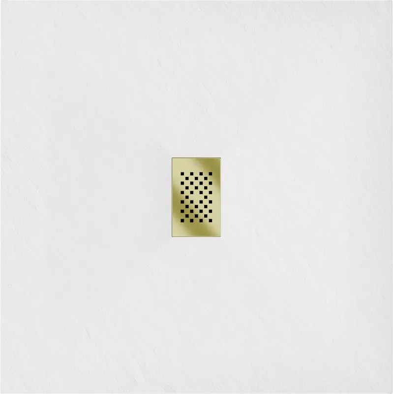 Mexen Hugo, štvorcová sprchová vanička SMC 100 x 100 cm, biela, zlatá krytka, 42101010-G