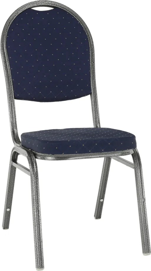 Stolička, stohovateľná, látka modrá/sivý rám, JEFF 2 NEW
