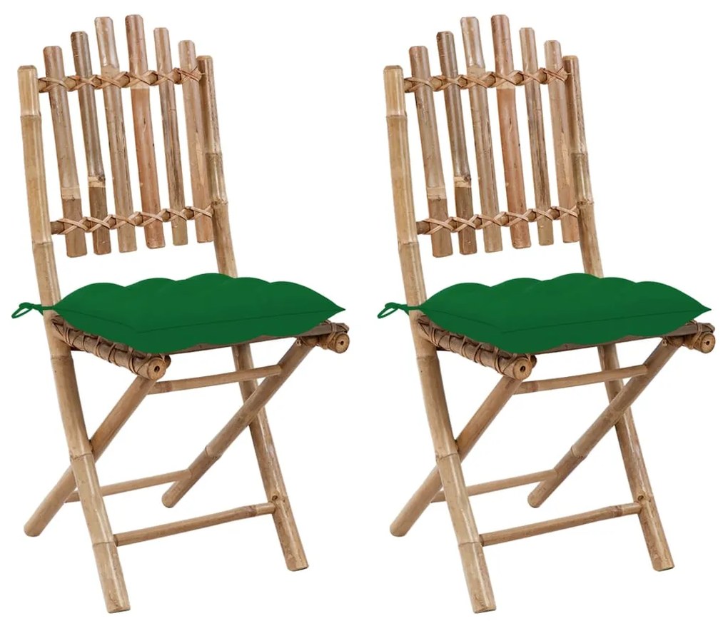 Skladacie záhradné stoličky s podložkami 2 ks bambus