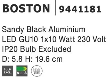 Bodové svietidlo Boston Big čierne