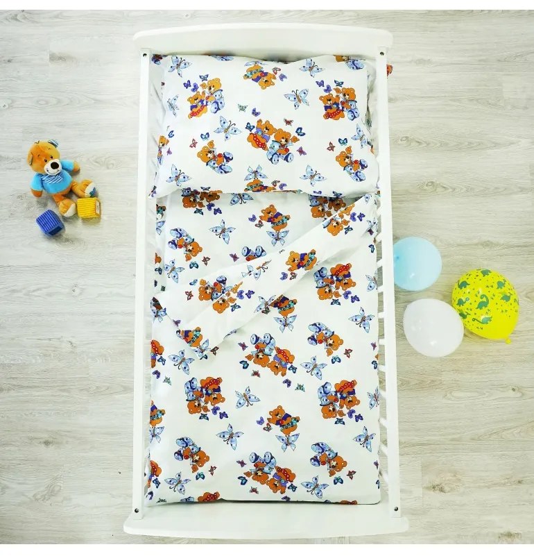 Obliečky detské bavlnené macko biele EMI, Detský set 90x130 + 45x65