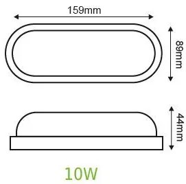 ACA Lighting LED prisadené svietidlo DORA 10W/230V/6000K/950Lm/110°/IP65/IK08, oválne biele