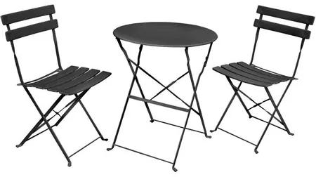 Balkónová zostava Orion, stôl + 2 stoličky, čierna