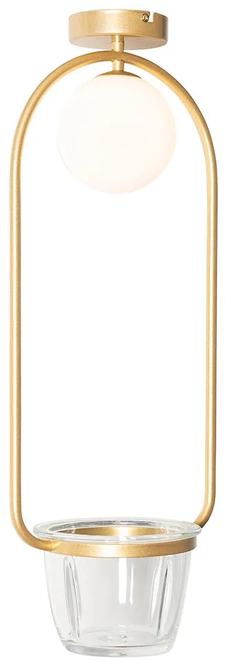 Stropné svietidlo v štýle Art Deco zlaté s bielym sklom - Isabella