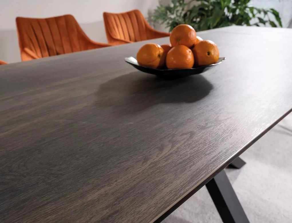 Rozkladací jedálenský stôl Columbus Keramický 160/240 cm hnedý/čierny