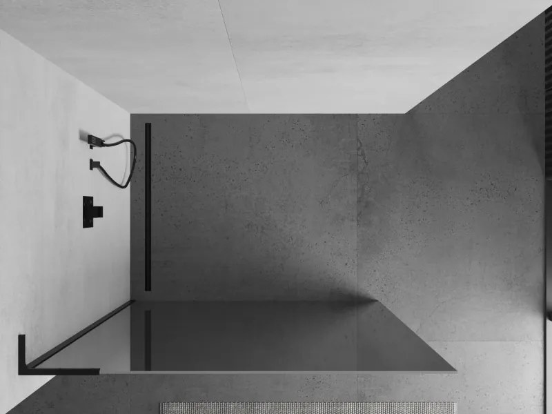 Mexen Kioto L, sprchová zástena Walk-In 70 x 200 cm, 8mm sklo vzor zrkadlo, čierny profil, 800-070-103-70-50