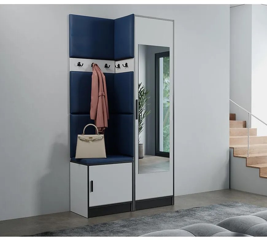 Predsieňový nábytok Roj 11 biely + Kronos 09 modrý