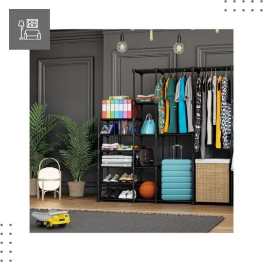 Otvorená šatníková skriňa Keeper 6.0 čierna