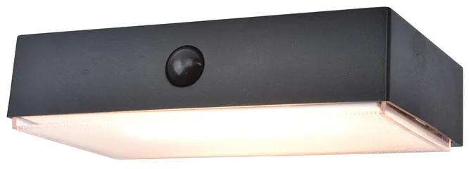 LUTEC Vonkajšie nástenné solárne inteligentné LED osvetlenie FADI so senzorom, 5 W, štvorcové, čiernobiele