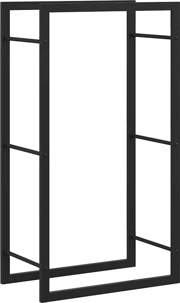 vidaXL Stojan na krbové drevo matný čierny 50x28x94 cm oceľ